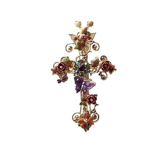 Kirks Folly Mother Earth Cross Pin/Pendant Necklace - Picture 4 of 8